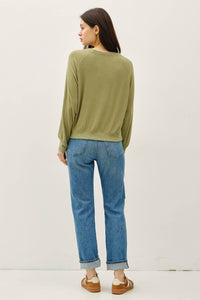 The Kinsley Everyday Knit Top – Olive & Cream