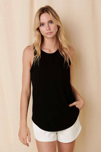 The Rylie  Ribbed Tank – Curved Hem Sleeveless Knit