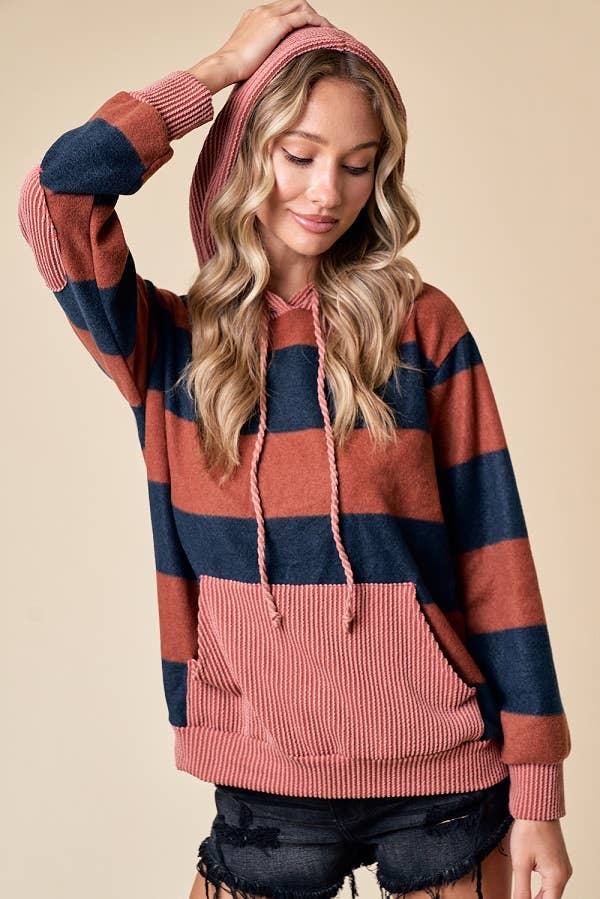 LMT4168-Love My Stripes Sweatshirt: RUST / L
