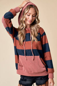 LMT4168-Love My Stripes Sweatshirt: RUST / L
