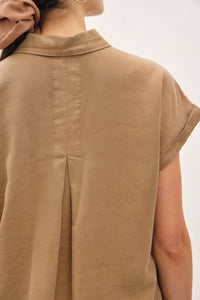 The Hadley Short Sleeve Button Down – Sage, Martini Olive, Toffee