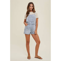Mia Open Back Denim Romper: Light Wash
