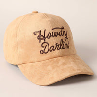“Howdy Darlin’” Suede Embroidered Baseball Cap – Western Style Adjustable Hat