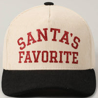 Santa’s Favorite Glitter Corduroy Hat – Red & Black Holiday Edition