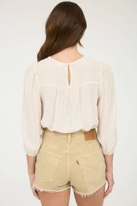 The Rylie Embroidered Yoke Blouse – 3/4 Sleeve Boho Top (Navy or Taupe)