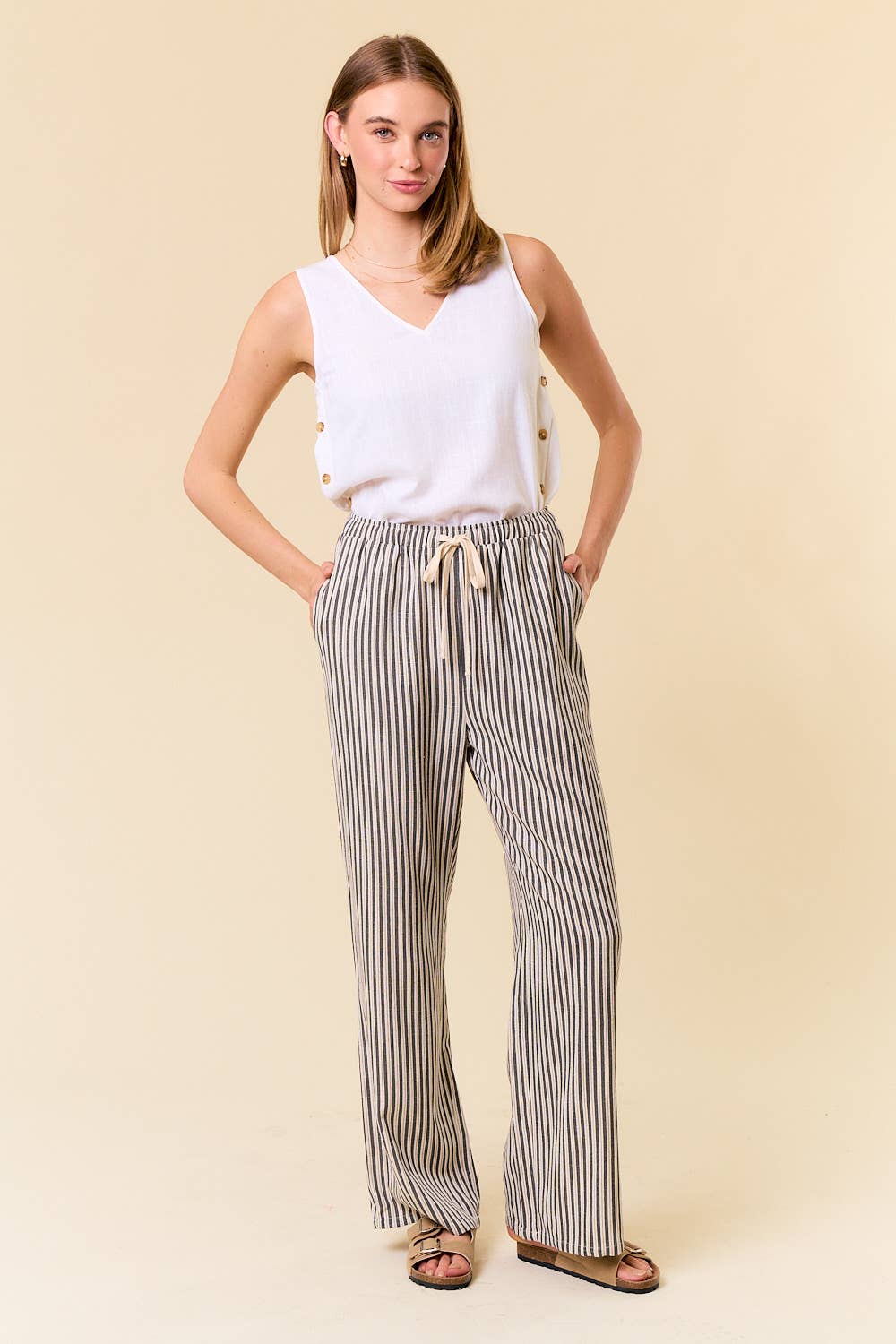 Harbor Breeze Striped Linen Blend Pants