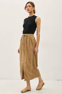 The Remy Drawstring Tencel Midi Skirt – Desert Clay