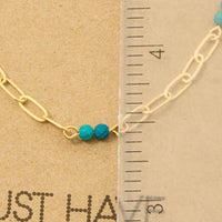 The Cora Gemstone Chain Necklace – Gold Link with Black or Turquoise Beads