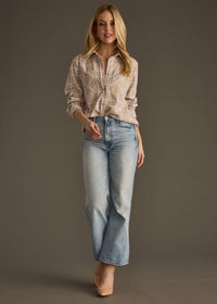 The Sutton Soft Brushed Plaid Button-Up – Mauve/ Tan/ White