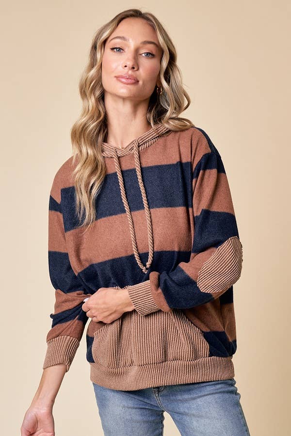 LMT4168-Love My Stripes Sweatshirt: RUST / L