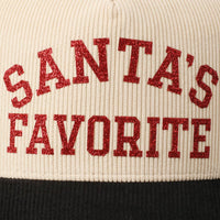 Santa’s Favorite Glitter Corduroy Hat – Red & Black Holiday Edition