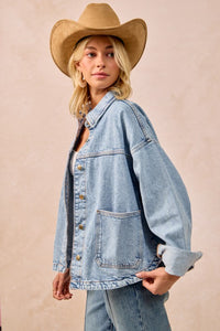 The Brinley Washed Denim Jacket – Oversized Western-Inspired Layer