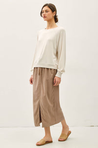 The Kinsley Everyday Knit Top – Olive & Cream