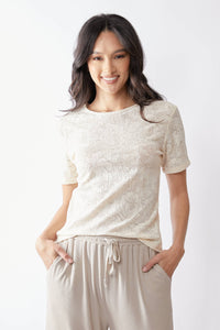 Willow Stretch Lace Short Sleeve Top | Floral Power Mesh Tee