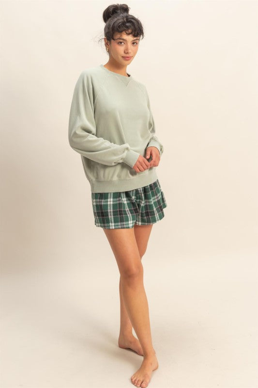 Everly Mineral Wash Crew Neck Sweatshirt – Chestnut, Black, Dark Cherry, Sage