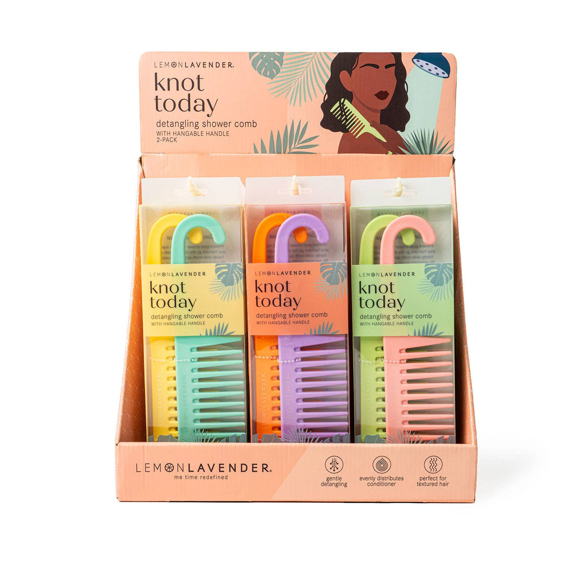 Lemon Lavender Knot Today Detangling Shower Comb | Gentle, Hangable Haircare Essential