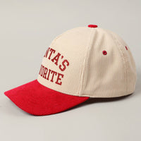 Santa’s Favorite Glitter Corduroy Hat – Red & Black Holiday Edition