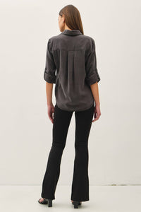 The Elsie Washed Tencel Button Down – Charcoal