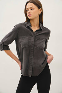 The Elsie Washed Tencel Button Down – Charcoal