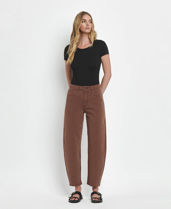 Vervet by Flying Monkey "Kate" Slim Barrel Jeans – Mocha Brown