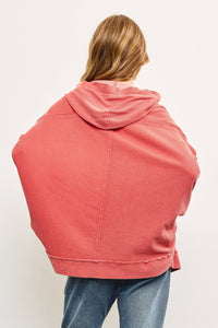 Sierra Vintage Wash Hooded Cardigan – Oversized Thermal Hoodie with Pockets