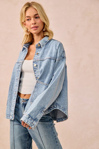 The Brinley Washed Denim Jacket – Oversized Western-Inspired Layer