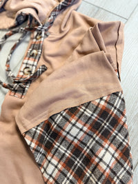 The Aspen Plaid Detail Hoodie – Warm Mocha Mix