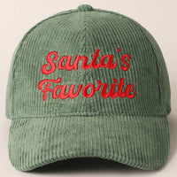 Santa’s Favorite Corduroy Embroidered Hat – Holiday Edition (Green or Pink)