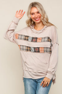 The Rylie Plaid Patchwork Hoodie – Mocha Mist