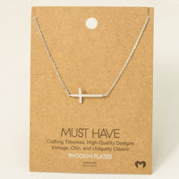 The Haven Sideways Cross Necklace – Gold or Silver 18K Dipped Chain
