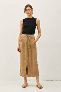 The Remy Drawstring Tencel Midi Skirt – Desert Clay