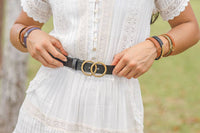 Double Circle Buckle Genuine Leather Belt