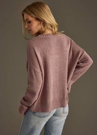 The Weekend Knit Sweater – Mocha Pullover with Navy Text