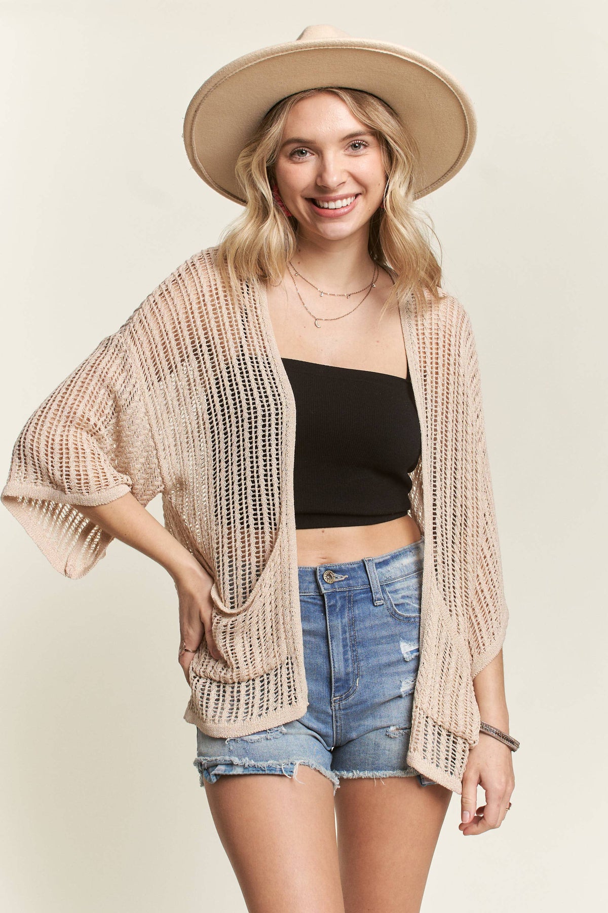 Ina Fishnet Short Sleeve Cardigan