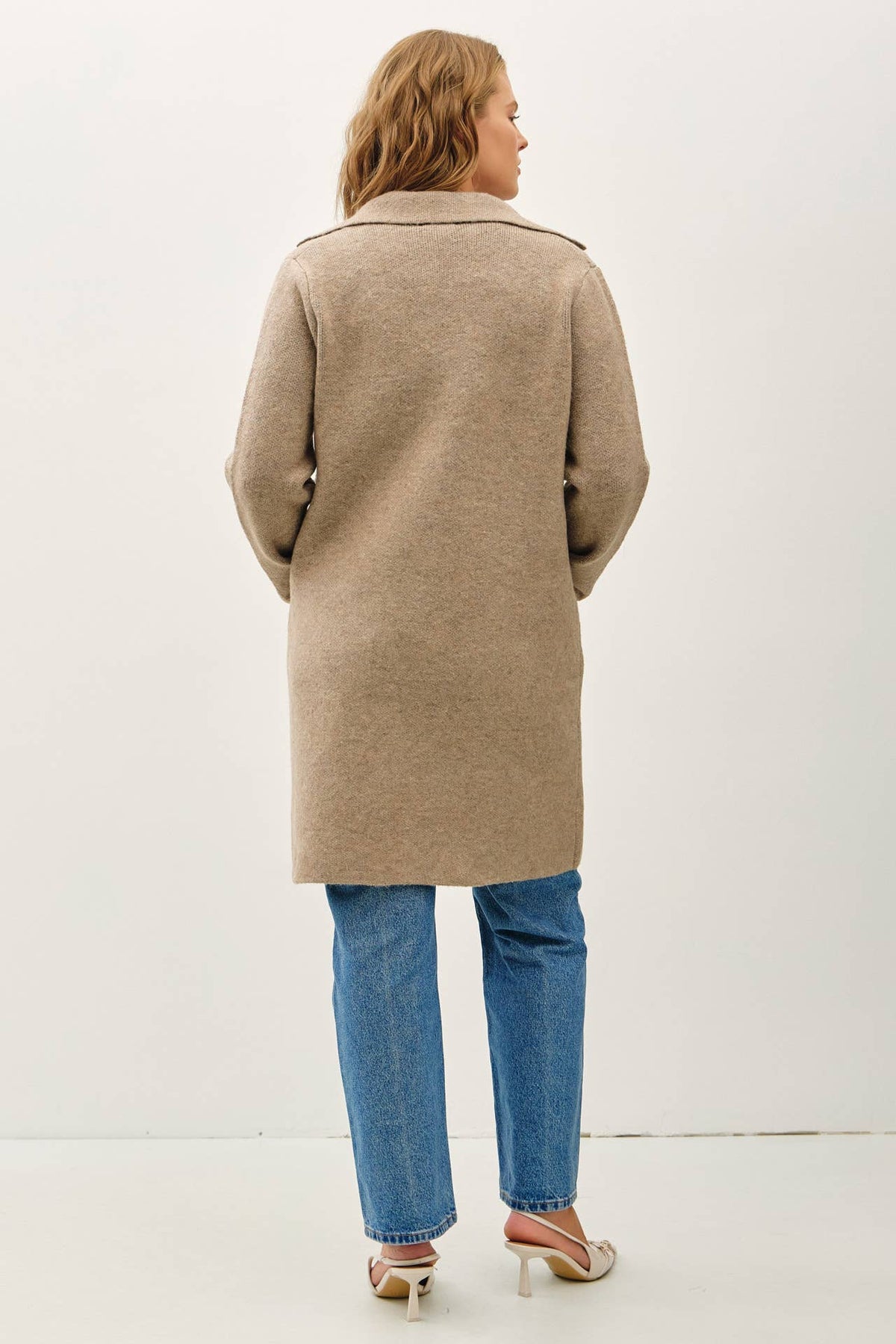 The Jolene Plus Size Knit Coat Cardigan – Warm Taupe