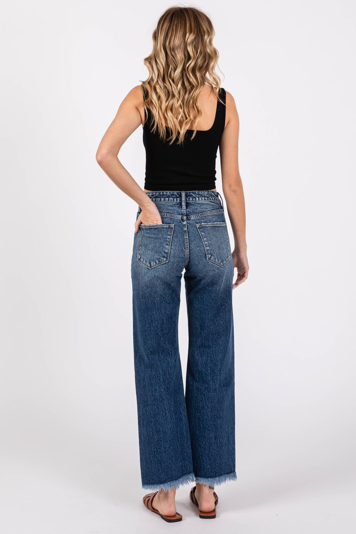 The Sylvie High Rise Vintage Wide Leg Jeans – Frayed Hem Comfort Stretch Denim