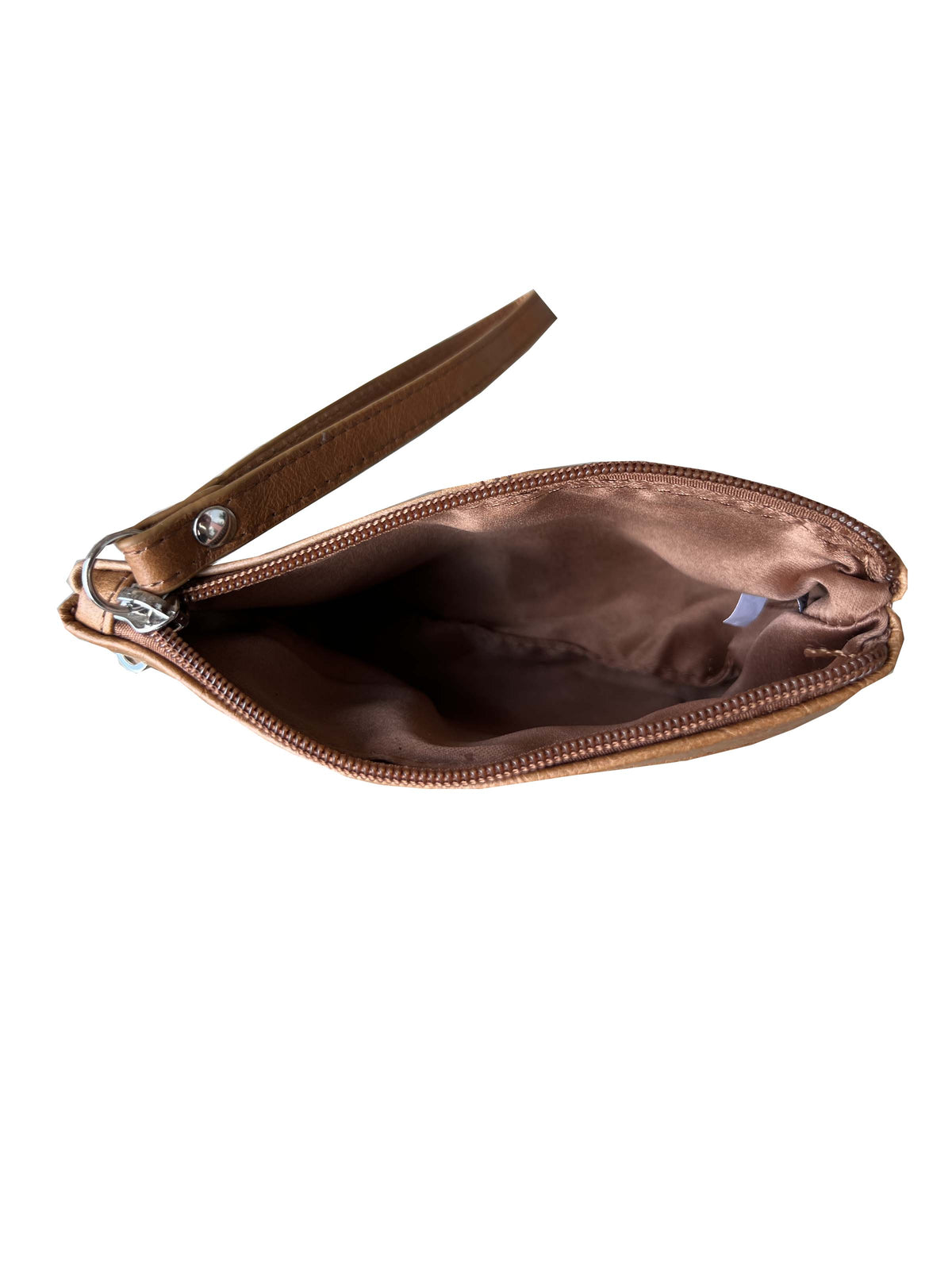 Prairie Belle Genuine Cowhide Leather Clutch Purse | Handcrafted Mini Wristlet Bag with Woven Accents & Zipper Pocket | Available in Black & Tan