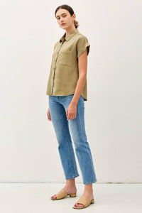 The Hadley Short Sleeve Button Down – Sage, Martini Olive, Toffee