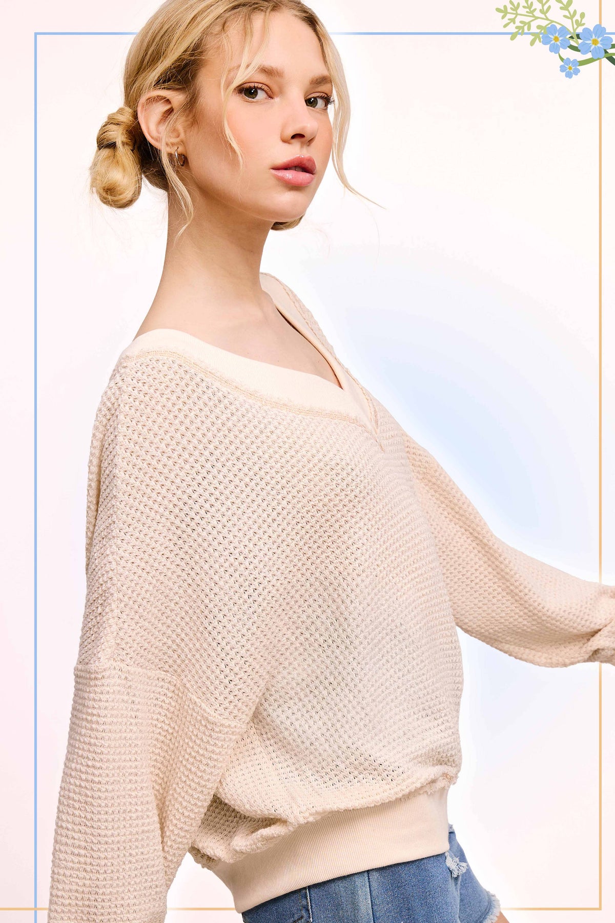 Ember V-Neck Waffle Knit Top – Ash, Charcoal, Soy Latte, Tomato