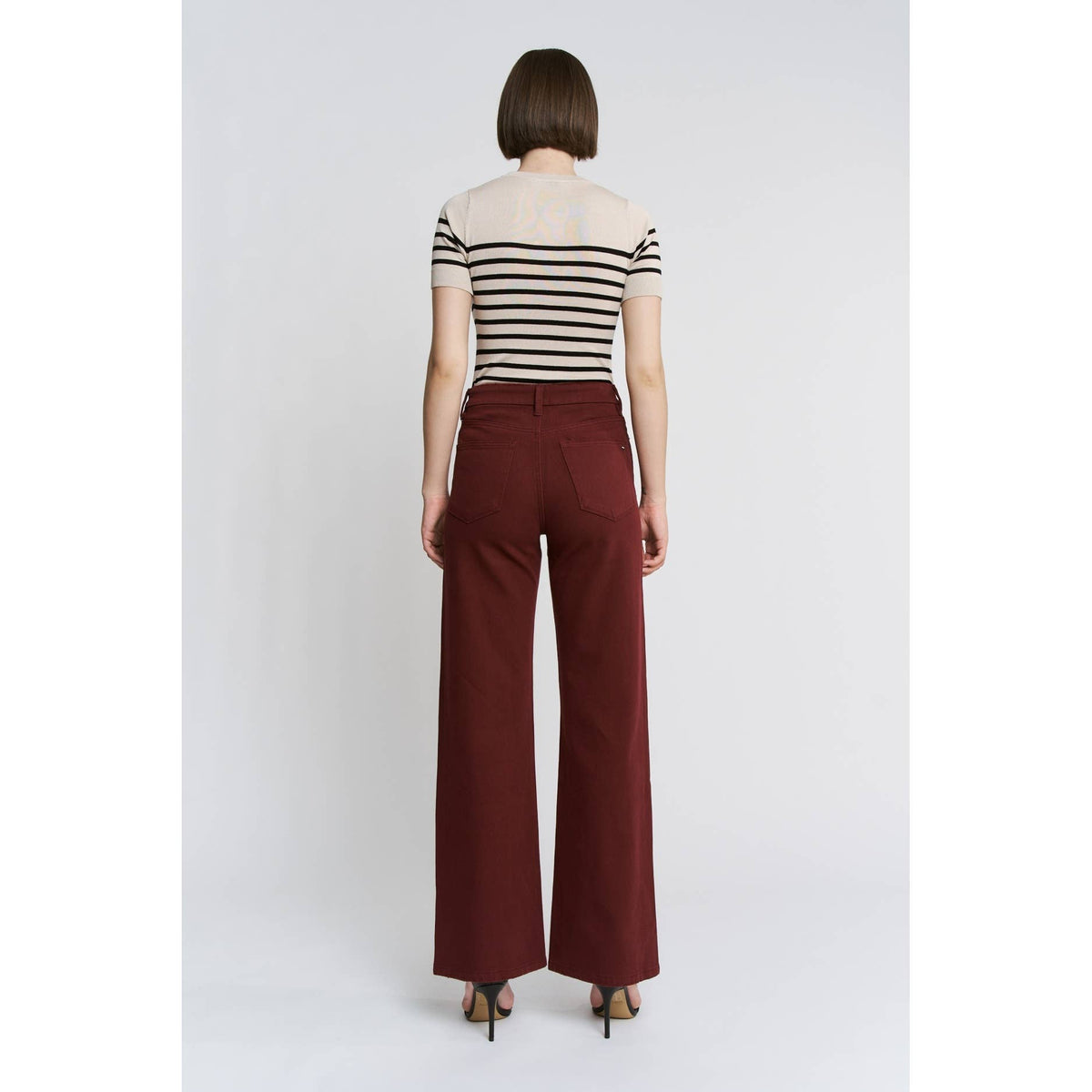 Mica Denim "Rowan" High Rise Wide Leg Jeans – Merlot