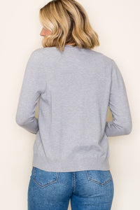 The Hallie Multi-Button Cardigan – Light Heather Grey Knit