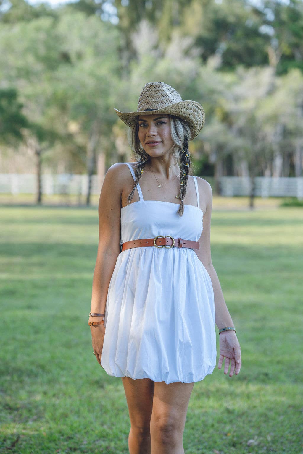 Double Circle Buckle Genuine Leather Belt