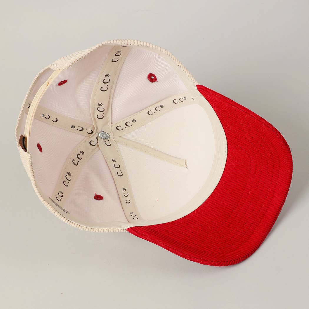 Santa’s Favorite Glitter Corduroy Hat – Red & Black Holiday Edition