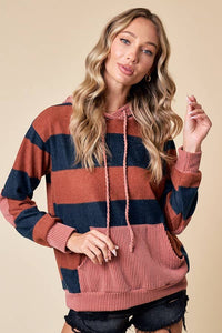 LMT4168-Love My Stripes Sweatshirt: RUST / L