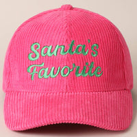 Santa’s Favorite Corduroy Embroidered Hat – Holiday Edition (Green or Pink)