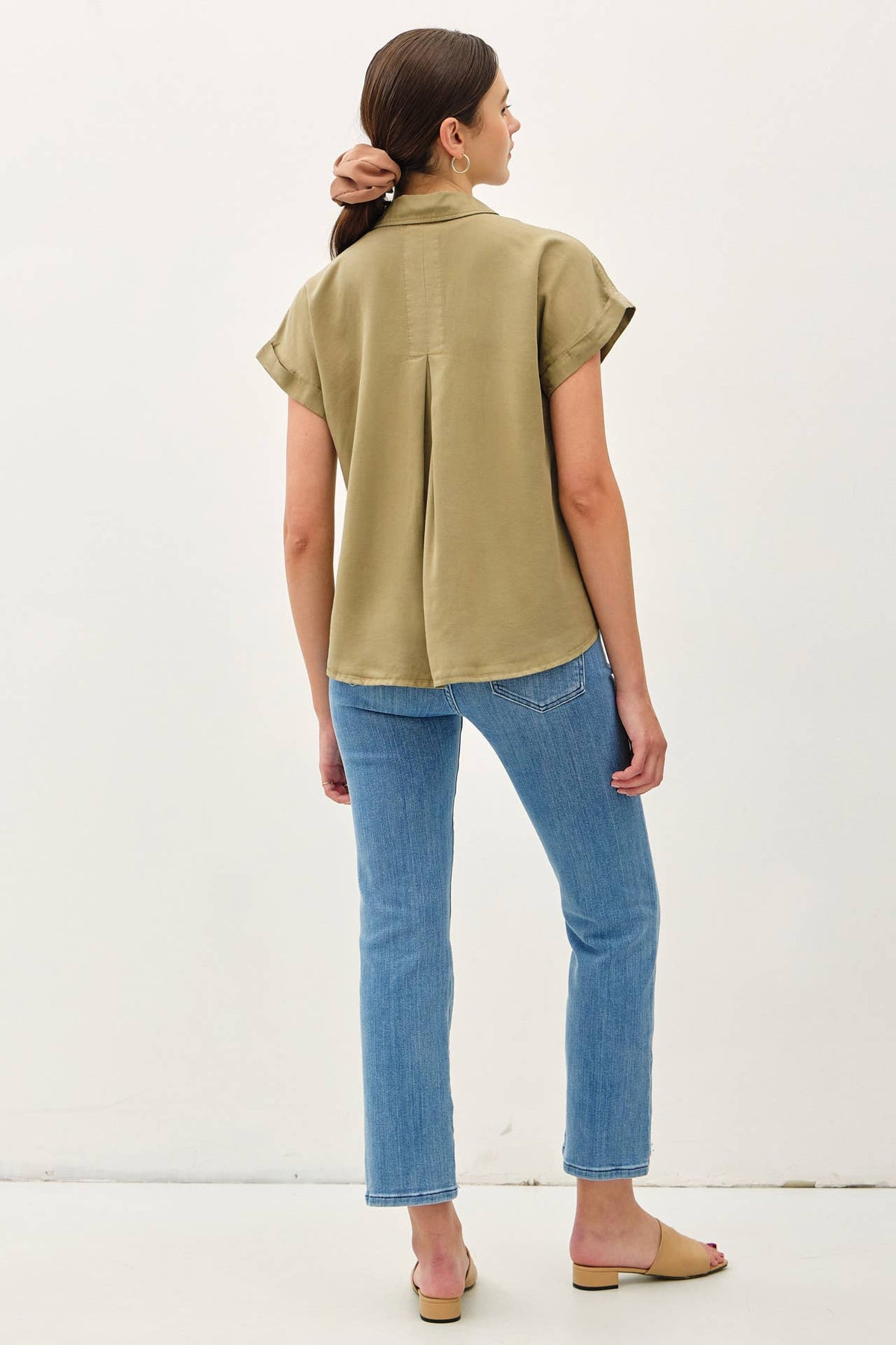 The Hadley Short Sleeve Button Down – Sage, Martini Olive, Toffee