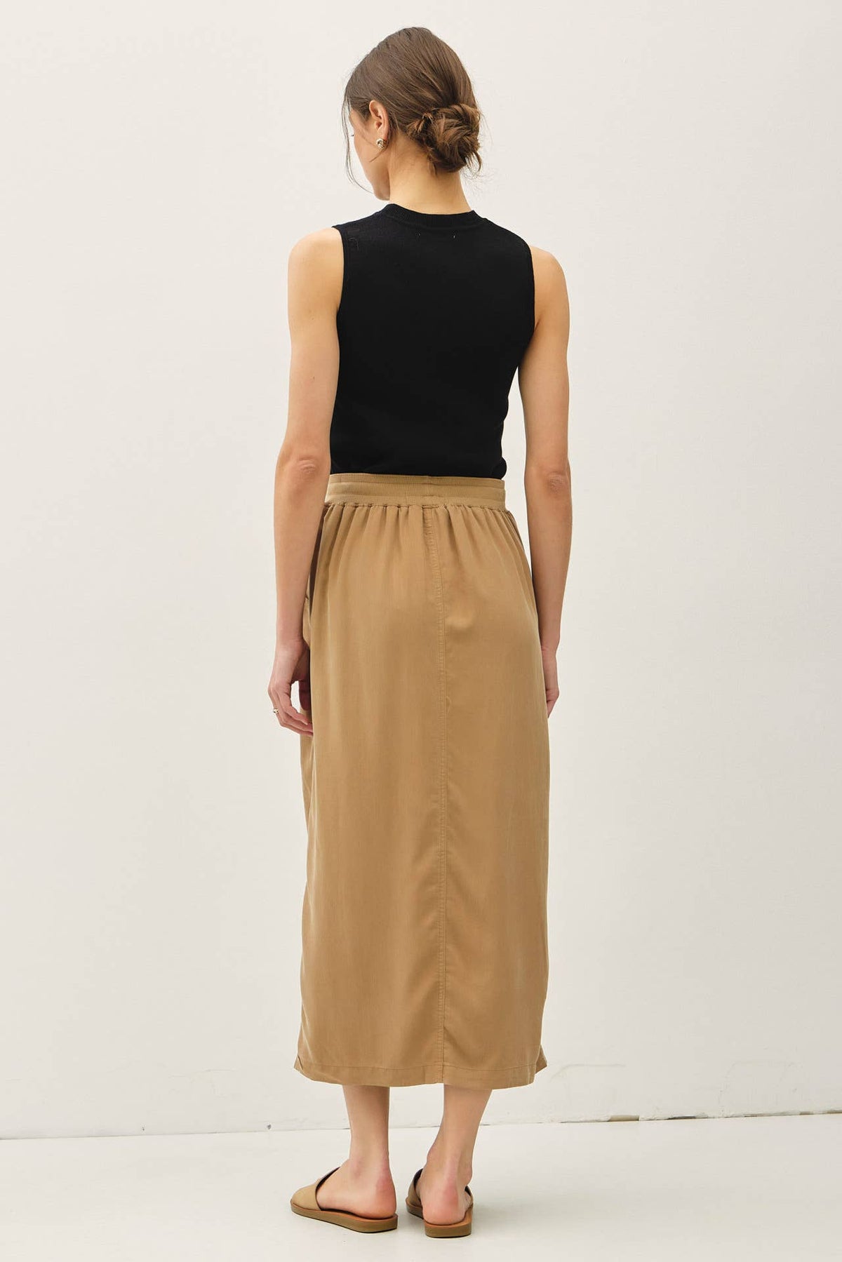 The Remy Drawstring Tencel Midi Skirt – Desert Clay