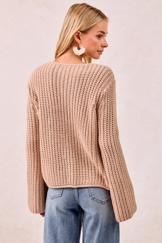The Tessa Bow-Tie Knit Cardigan – Oatmeal