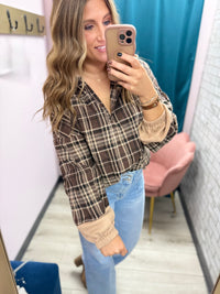 The Bristol Plaid Hooded Popover – Chestnut Patchwork (S–XL)