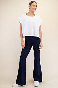 The Emerson Open Back Cotton Slub Tee – Cropped, Oversized Activewear Top